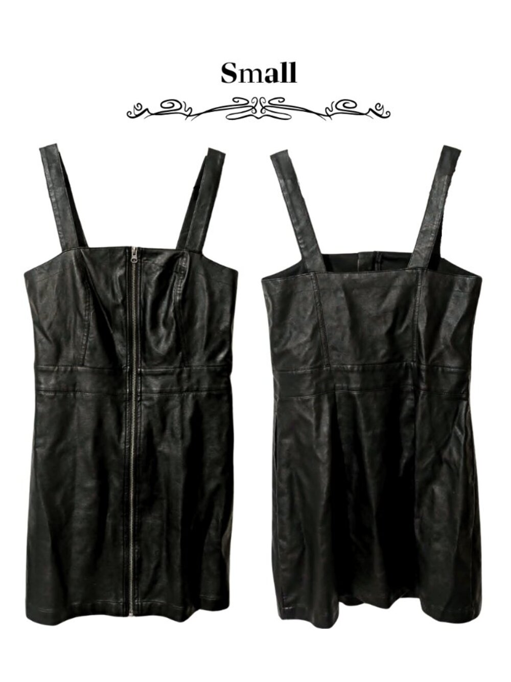 NWT Deadstock Wild Fable Black Faux Leather Zip Front Mini Dress Y2K Goth Baddie